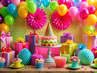 Vibrant Celebration Themes for Female Birthdays with Colorful Decorations and Festive Elements