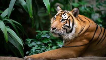 Obraz premium Majestic Tiger in Its Natural Jungle Habitat