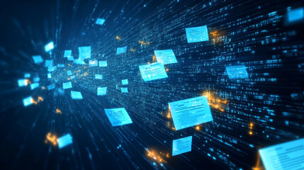 An illustration representing the concept of document management and paperless operations. 