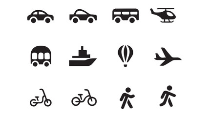 Naklejka premium travel icons set simple icon silhouette vector