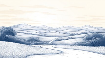 Obraz premium Serene Countryside Landscape