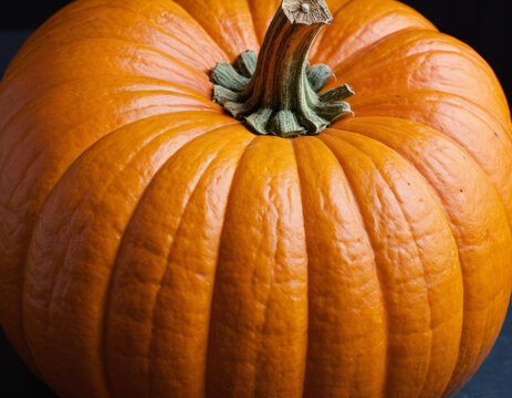 Una zucca singola in primo piano, con il suo caratteristico colore arancione.
