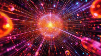 Naklejka premium Abstract cosmic energy explosion with vibrant colors