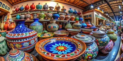 Vibrant Colorful Pottery Collection Showcasing Traditional Craftsmanship and Artistic Designs