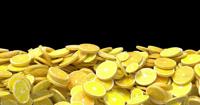 3d Lemon Slices transition on a transparent alpha channel