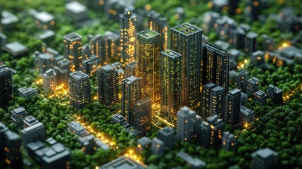 Obraz premium Green Cityscape: A Vision of Sustainability and Harmony