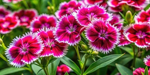Fototapeta premium Vibrant Dianthus Barbatus Green Flowers in Bloom with Lush Green Leaves Against a Soft Background