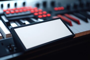 A white keyboard with a black box on it