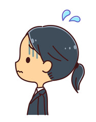 横顔のビジネスウーマン　焦る　イラスト素材