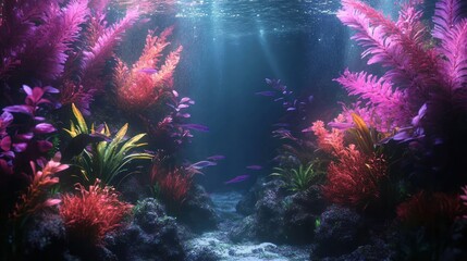 Underwater Coral Reef with Sunlight
