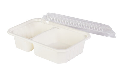 open plastic container Hybrid paper box isolated on white