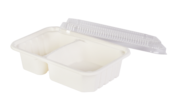 open plastic container Hybrid paper box isolated on white