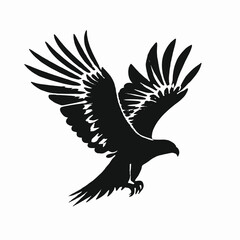 Obraz premium A black and white silhouette of a flying bird with outstretched wings 