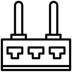 Router Icon, Black And White Outline Icon Symbol