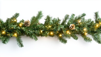 A Christmas garland of diodes on a white background.