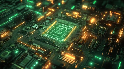 Obraz premium Circuit Board with Glowing Lights