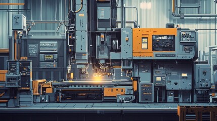 Industrial Machine with Orange Panels