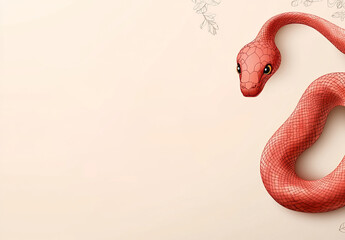 Obraz premium red snake, on a beige background, 