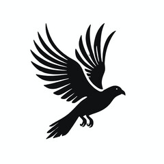 Fototapeta premium A black and white silhouette of a flying bird with outstretched wings 