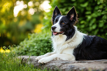 Fototapeta premium border collie, photo of stock, place of text 