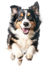 Fototapeta premium Cheerful Dog Leaping Over a Small Obstacle in a Playful Outdoor Scene