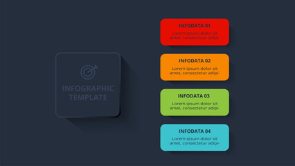 Strategy concept for infographic with 4 steps, options, parts or processes. Template for web on a black background.