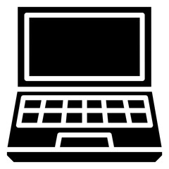 Laptop Icon, Black And White Glyph Icon Symbol