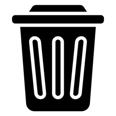 Trash Icon, Black And White Glyph Icon Symbol