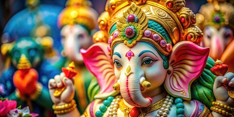 Fototapeta premium Vibrant HD Ganapathi Images Showcasing Artistic Expressions of Lord Ganesh in Various Designs