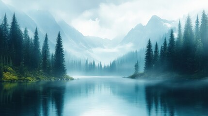 Fototapeta premium Misty Mountain Lake