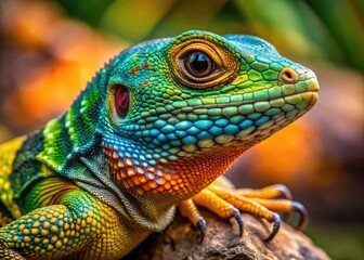 Vibrant Lizard from Above Showcasing Unique Patterns and Colors on Its Scaled Skin in Nature