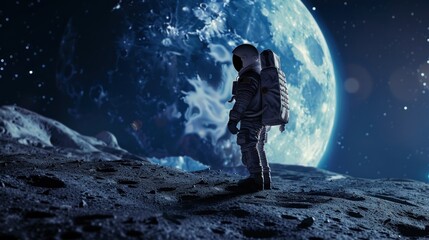 Obraz premium Astronaut Gazing at a Distant Planet