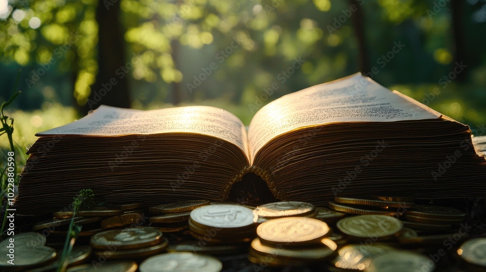 Wall mural create an image that's relative to the summary of a book titled wealth unlocked
