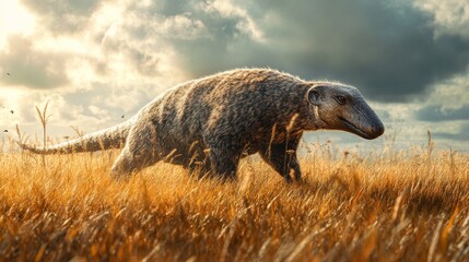 Obraz premium Prehistoric Mammal in Grassland
