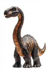 Fototapeta premium A standing Brachiosaurus, isolate on white background, showcasing its long neck and distinctive features.