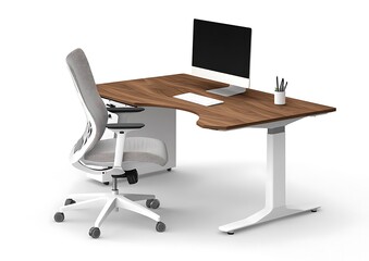 gray chair and wooden table desktop office room