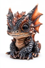 Fototapeta premium A baby dragon, isolate on white background, showcasing its adorable features and playful nature.