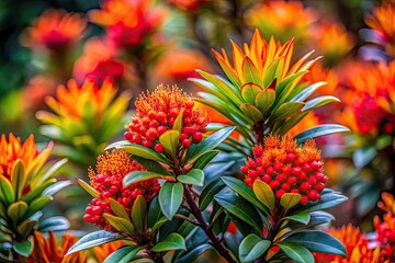 Fototapeta premium Vibrant native plant showcasing its unique features in a natural setting under bright sunlight