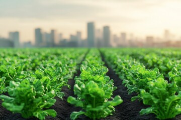 Urban Vertical Farming in a Futuristic Cityscape