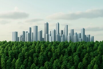 Fototapeta premium Modern Eco City Rising from Lush Green Forest
