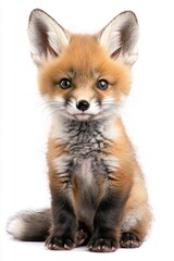 A charming baby fox, isolate on white background, radiating cuteness and innocence.