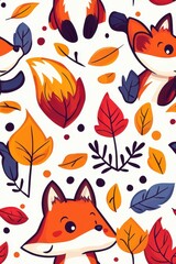 A flat style seamless pattern of foxes, isolate on white background, creating a charming design.