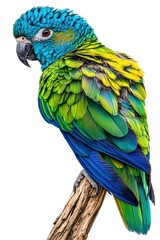 Obraz premium A baby parrot, isolate on white background, with soft feathers and innocent eyes.