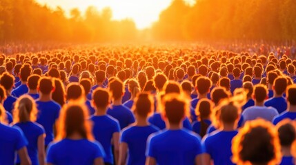 Obraz premium Unity and awareness on world diabetes day during a vibrant sunset gathering