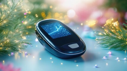 Glucometer amid festive lights for world diabetes day awareness