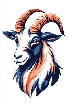 recommend clip art: A flat style illustrated goat, isolate on white background, with simple lines and minimal detail.