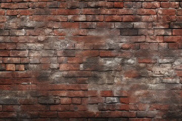 Obraz premium Processed collage of obsolete red brock masonry wall texture. Background for banner, backdrop