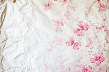 Crumpled fabric with soft pink floral print