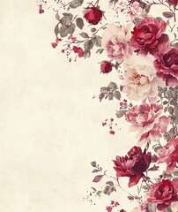 Burgundy and Light Red Floral Paper