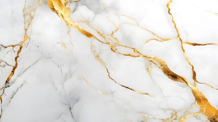 A close-up of white marble with golden veins, showcasing the unique patterns and textures that make it an iconic material for interior design
